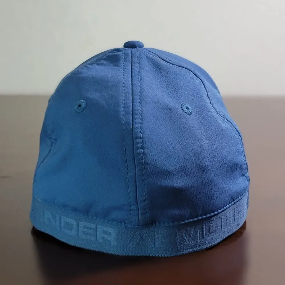 Under Armour Heat Gear Fitted Hat Cap Blue Gray Size Medium Large Elastic